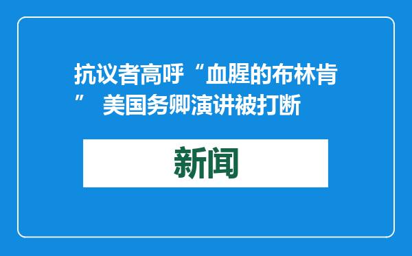 抗议者高呼“血腥的布林肯” 美国务卿演讲被打断