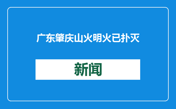 广东肇庆山火明火已扑灭