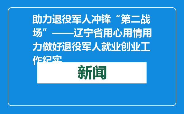 助力退役军人冲锋“第二战场”——辽宁省用心用情用力做好退役军人就业创业工作纪实