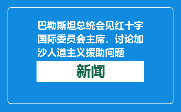 巴勒斯坦总统会见红十字国际委员会主席，讨论加沙人道主义援助问题