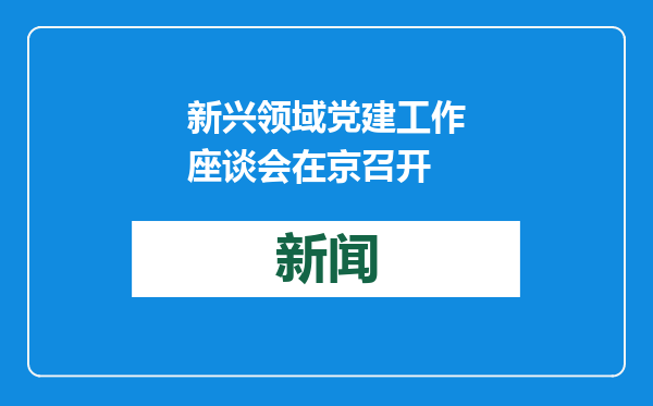 新兴领域党建工作座谈会在京召开