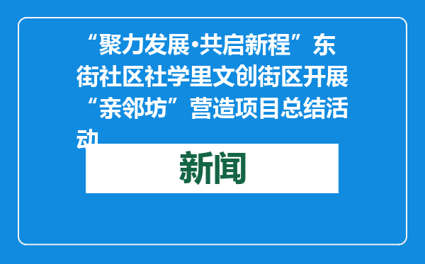 “聚力发展·共启新程”东街社区社学里文创街区开展“亲邻坊”营造项目总结活动
