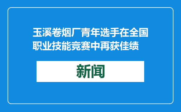 玉溪卷烟厂青年选手在全国职业技能竞赛中再获佳绩