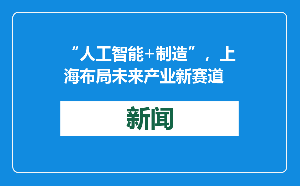 “人工智能+制造”，上海布局未来产业新赛道