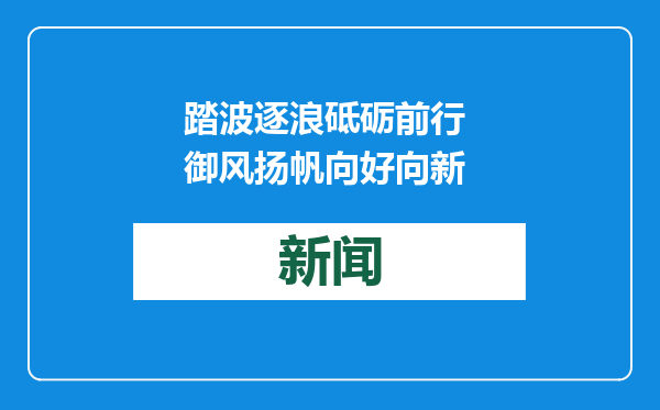 踏波逐浪砥砺前行 御风扬帆向好向新