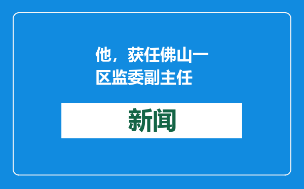 他，获任佛山一区监委副主任