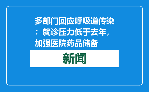 多部门回应呼吸道传染：就诊压力低于去年，加强医院药品储备