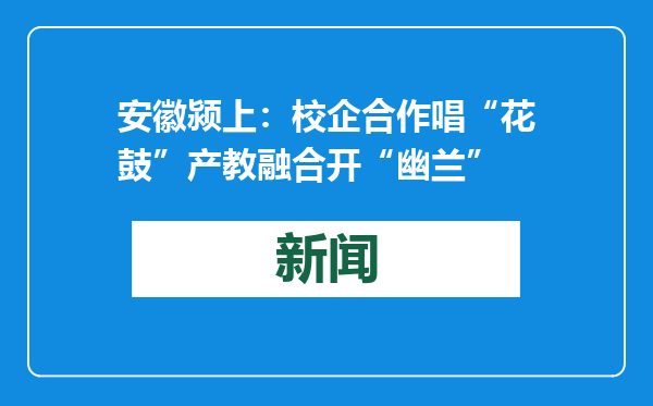 安徽颍上：校企合作唱“花鼓”产教融合开“幽兰”