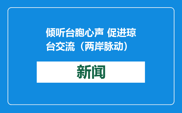 倾听台胞心声 促进琼台交流（两岸脉动）