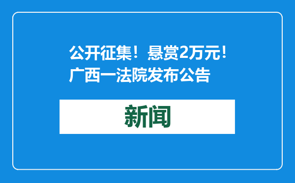 公开征集！悬赏2万元！广西一法院发布公告