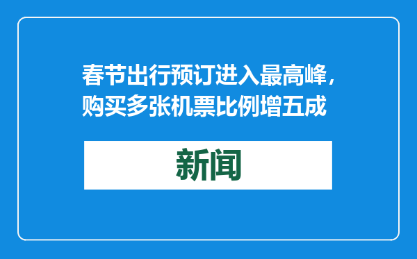 春节出行预订进入最高峰，购买多张机票比例增五成