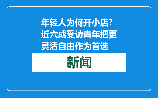 年轻人为何开小店？近六成受访青年把更灵活自由作为首选