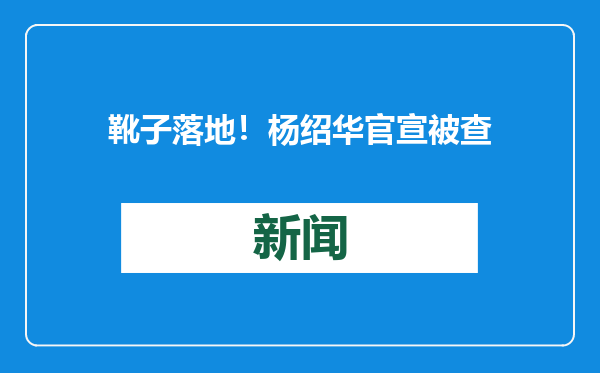 靴子落地！杨绍华官宣被查