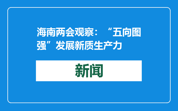 海南两会观察：“五向图强”发展新质生产力