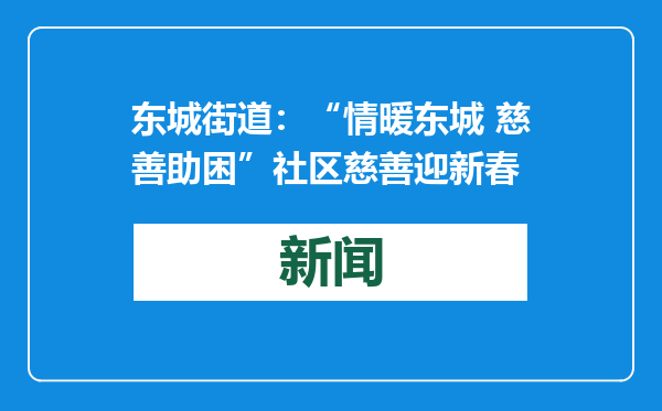 东城街道：“情暖东城 慈善助困”社区慈善迎新春