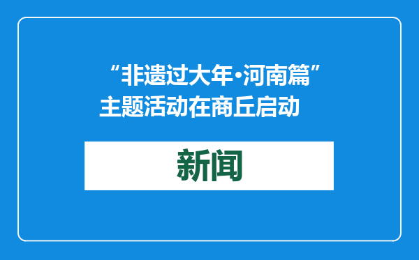 “非遗过大年·河南篇”主题活动在商丘启动