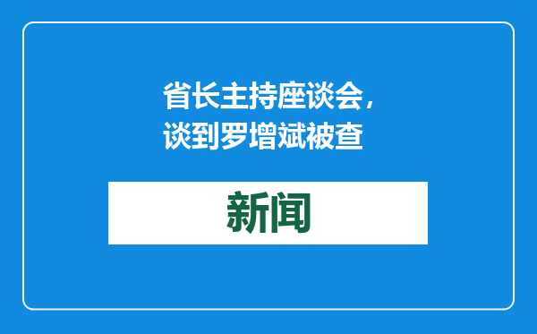 省长主持座谈会，谈到罗增斌被查