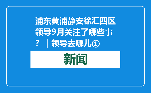浦东黄浦静安徐汇四区领导9月关注了哪些事？｜领导去哪儿①