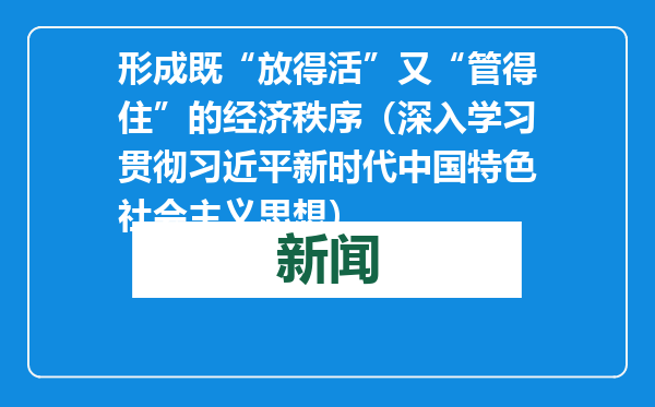 形成既“放得活”又“管得住”的经济秩序（深入学习贯彻习近平新时代中国特色社会主义思想）