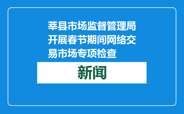 莘县市场监督管理局开展春节期间网络交易市场专项检查