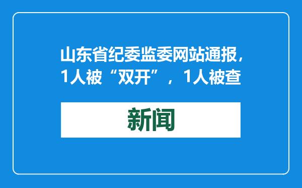 山东省纪委监委网站通报，1人被“双开”，1人被查