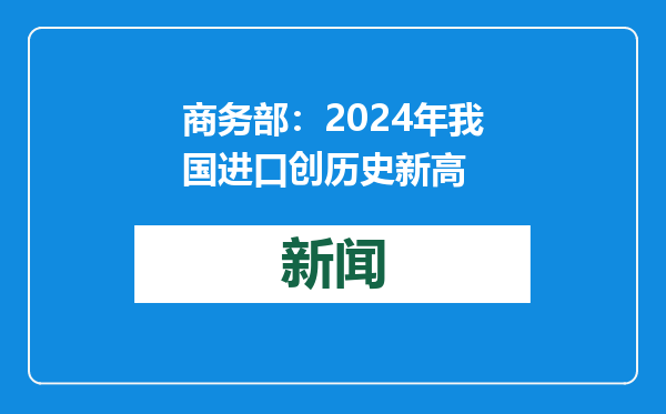 商务部：2024年我国进口创历史新高