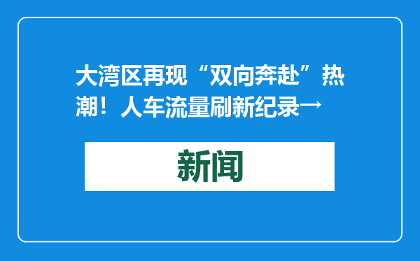 大湾区再现“双向奔赴”热潮！人车流量刷新纪录→