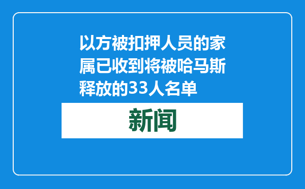 以方被扣押人员的家属已收到将被哈马斯释放的33人名单