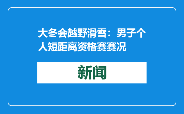 大冬会越野滑雪：男子个人短距离资格赛赛况
