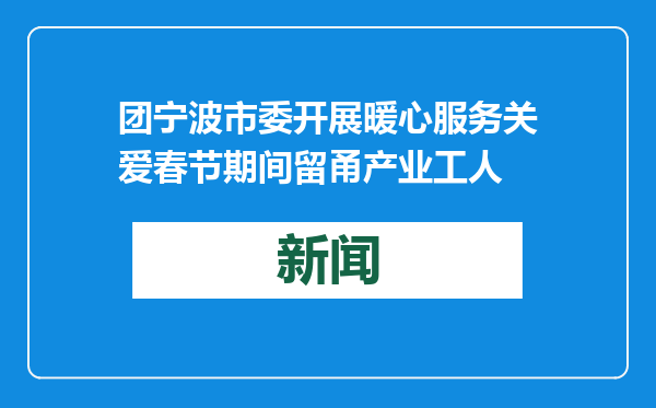 团宁波市委开展暖心服务关爱春节期间留甬产业工人