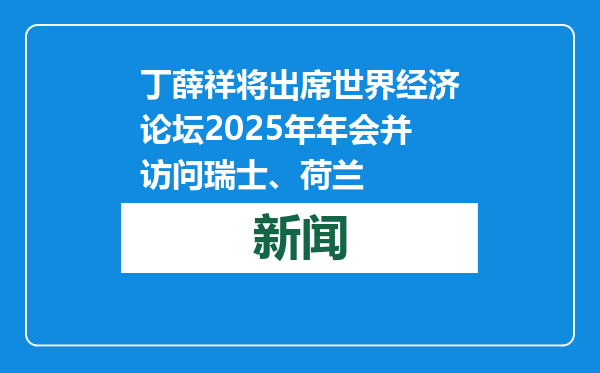 丁薛祥将出席世界经济论坛2025年年会并访问瑞士、荷兰