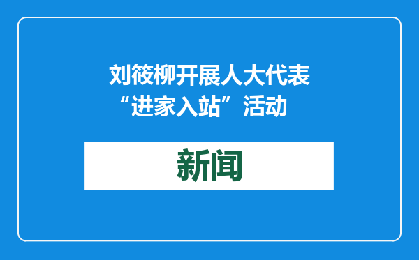 刘筱柳开展人大代表“进家入站”活动