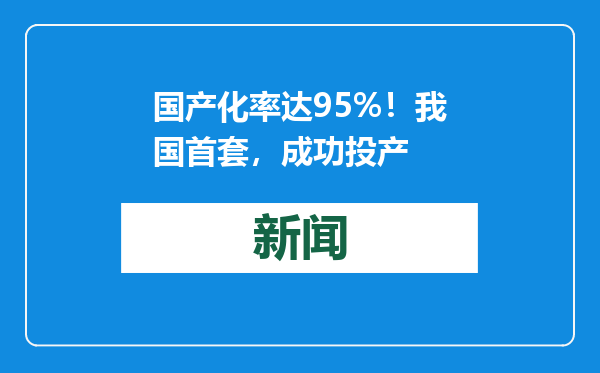 国产化率达95%！我国首套，成功投产