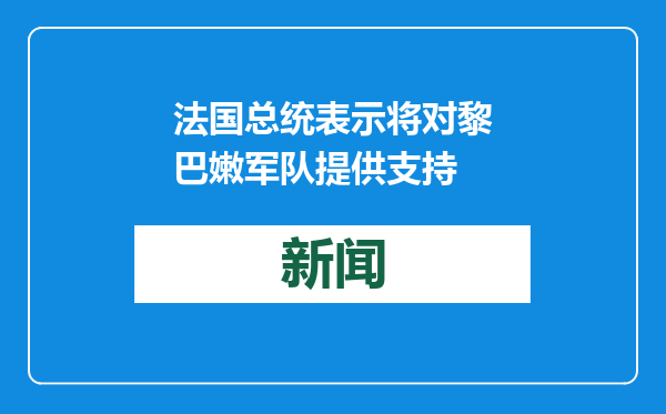 法国总统表示将对黎巴嫩军队提供支持