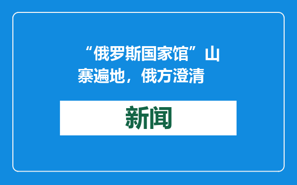 “俄罗斯国家馆”山寨遍地，俄方澄清