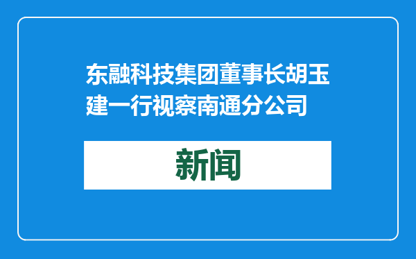 东融科技集团董事长胡玉建一行视察南通分公司
