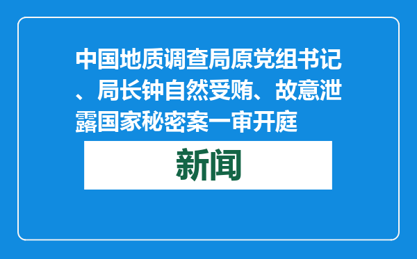 中国地质调查局原党组书记、局长钟自然受贿、故意泄露国家秘密案一审开庭