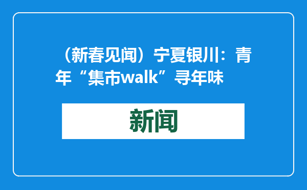 （新春见闻）宁夏银川：青年“集市walk”寻年味