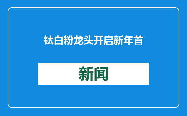 钛白粉龙头开启新年首轮涨价潮，多家企业去年业绩预减