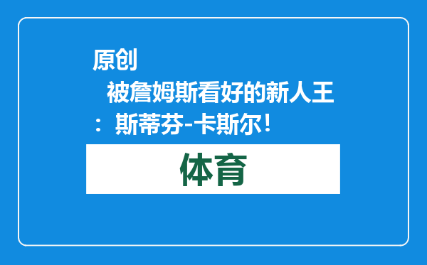 原创            被詹姆斯看好的新人王：斯蒂芬-卡斯尔！