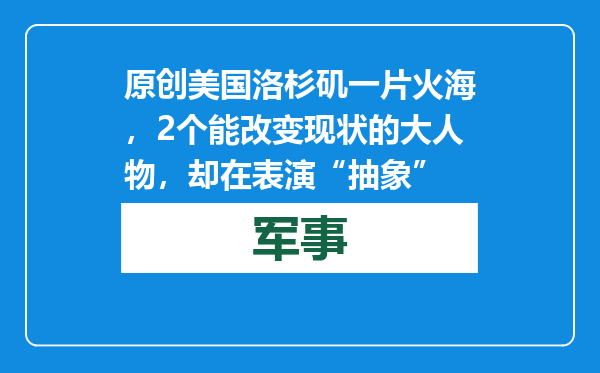 原创            美国洛杉矶一片火海，2个能改变现状的大人物，却在表演“抽象”
