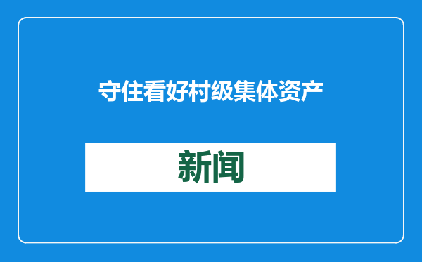 守住看好村级集体资产资源