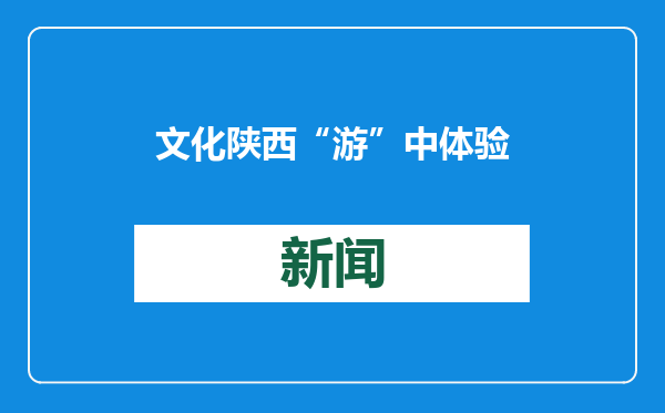 文化陕西 “游”中体验