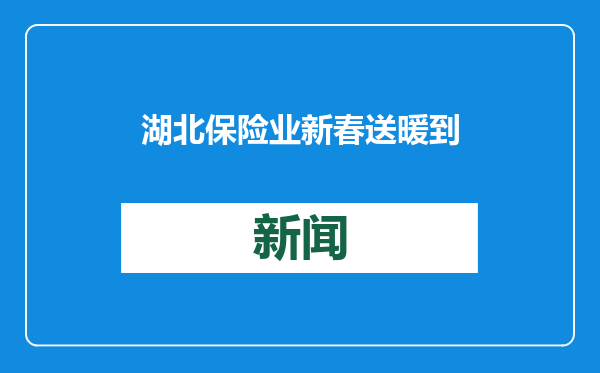 湖北保险业新春送暖到一线