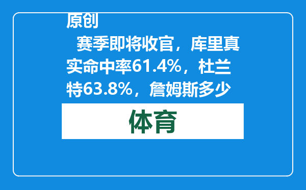原创            赛季即将收官，库里真实命中率61.4%，杜兰特63.8%，詹姆斯多少呢