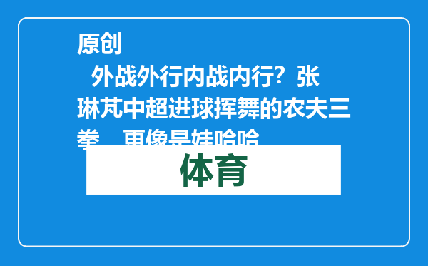 原创            外战外行内战内行？张琳芃中超进球挥舞的农夫三拳，更像是娃哈哈