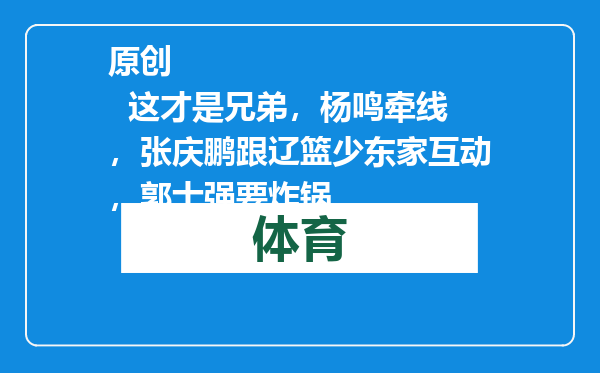 原创            这才是兄弟，杨鸣牵线，张庆鹏跟辽篮少东家互动，郭士强要炸锅