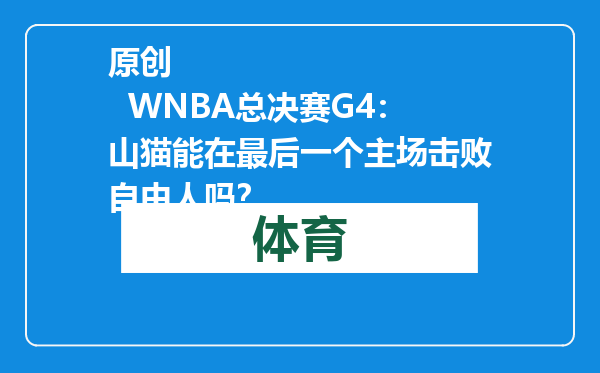 原创            WNBA总决赛G4：山猫能在最后一个主场击败自由人吗？