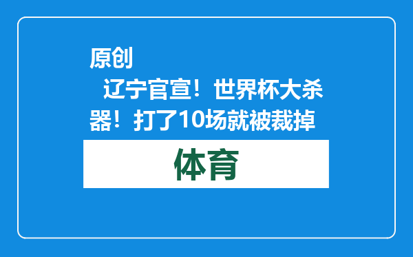 原创            辽宁官宣！世界杯大杀器！打了10场就被裁掉