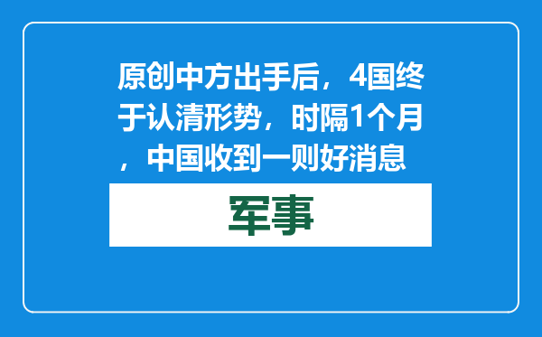 原创            中方出手后，4国终于认清形势，时隔1个月，中国收到一则好消息